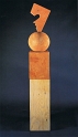 9701  Figuration  1997<br />Terracotta/Holz,  230 x 34 x 34 cm